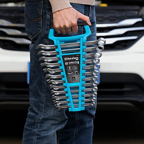 DURATECH 12-Piece Combination Wrenches Set, Metric, 8mm to 19mm, 12-Point, with Wrench Organizer