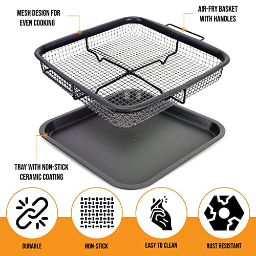 EaZy MealZ Crisping Basket & Tray Set Air Fry Crisper Basket Tray