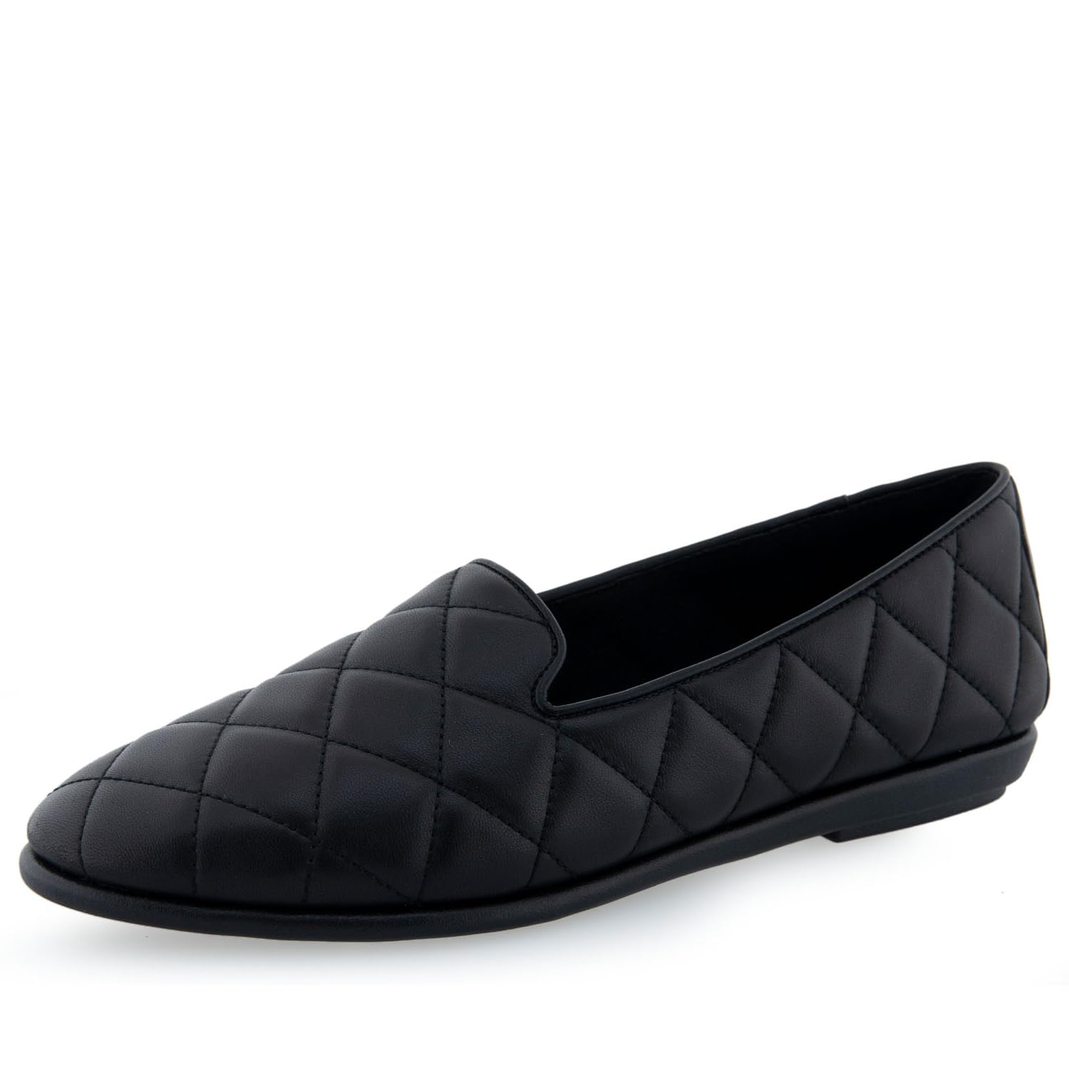 Aerosoles Women’s Betunia Loafer Flat, Black Quilted, 5.5