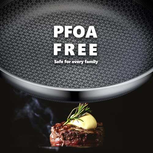 SNOWCLAD Hybrid Non-Stick Frying Pan 28cm, PFOA-Free Cookware, Suitable for All Hob Types, Durable & Easy Clean