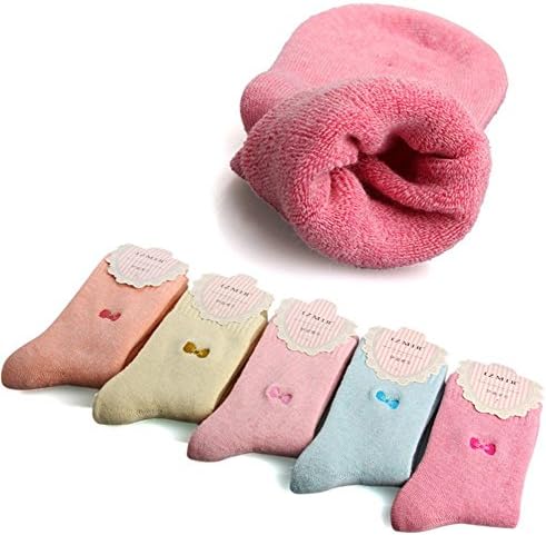 QingStart Women's Super Soft Wool Crew Heart Socks 5-Packs