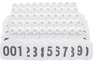 KHEARPSL Cattle Cow Ear Tags Numbered Livestock Identifcation Ear Tags for Cattle Cow Horse Pig Goat Sheep Farm Animal (001-100, White)