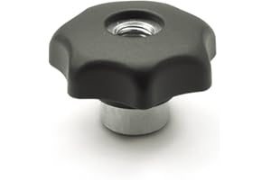 JW Winco Quick Release Hand Knob with Steel Hub, Glass Filled Nylon Plastic, Matte Black, M8 x 1.25, 40mm
