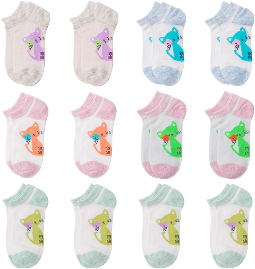 CHINE HIGH Kids Athletic Socks 12 Pairs Boys Girls Low Cut Ankle Cotton Socks