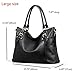 Kattee Women's Vintage Genuine Soft Leather Tote Shoulder Bag (Black, Large)
