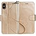 Arae Wallet Case for iPhone Xs Max PU Leather flip case Cover [Stand Feature] with Wrist Strap and [4-Slots] ID&Credit Cards Pocket for iPhone Xs Max 6.5