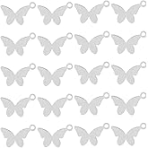 SUNNYCLUE 1 Box 30Pcs Stainless Steel Butterfly Charms Silver Stamping Blanks Metal Engraving Small Insect Cute Animal Dangle Pendants for Jewelry Making Supplies Necklaces Earrings DIY Craftings
