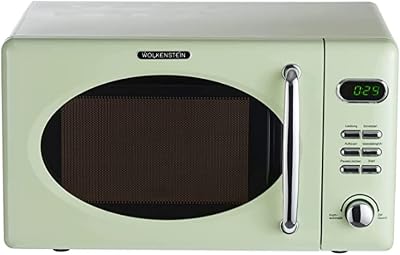 Retro Stand Mikrowelle WMW720 I 700W Mikrowellenleistung I 20L Garraum I5 Leistungsstufen I 8 Garprogramme IAuftaufunktion I Metall-Gehäuse I Drehteller (24,5cm) I LED-Display (Green)