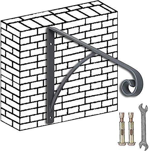 ATYOUK Single Post Handrail Wrought Iron Post Mount Step Grab Supports with Base Plate Fits 1 or