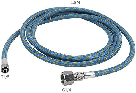 CNUALV 6 Feet Airbrush Hose with Standard 1/8" Size Fitting on One End and a 1/4" Size Fitting on the Other End.