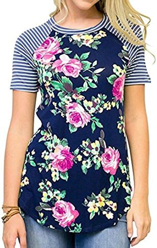 Blouses for Women On Sale,Leedford Womens Sexy Fashion Lady Leisure Stripe Printing Short Sleeve T-Shirt Blouse (M, Blue)