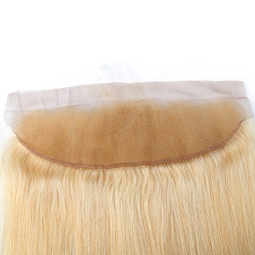 Sent Hair Lace Frontal Closure with Baby Hair Free Part Straight Brazilian Human Hair Frontal 13x4 Ear to Ear Blonde Color #613 12 inch