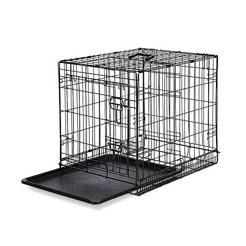 Amazon Basics Single Door Folding Metal Dog Crate Kennel with Liner