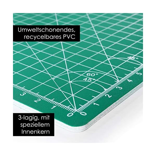 OfficeTree Schneidematte A2 - GrÃ¼n - mit beidseitigen Rastern und Markierungen - Bastelunterlage 60x45 als NÃ¤hen ZubehÃ¶r - Auch als Schneideunterlage und Malunterlage – Bild 4