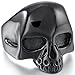 INBLUE Men's Stainless Steel Ring Band Black Alien Skull Size8