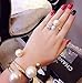 P.phoebus Yellow Gold White Pearl Vintage Jewelry Rhinestone Open Adjustable Knuckle Finger Rings 925 Sterling Silver Plated For Women Men (rings)