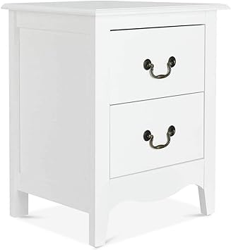 Amazon Com White Color Nightstand End Beside Table Drawers Modern
