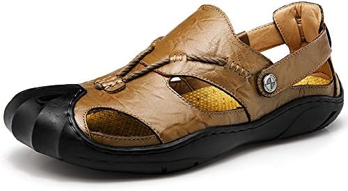 CEKU Men's Closed Toe Outdoor Leather Walking Athletics Slippers Waterproof Casual Fisherman Sandals Shoes