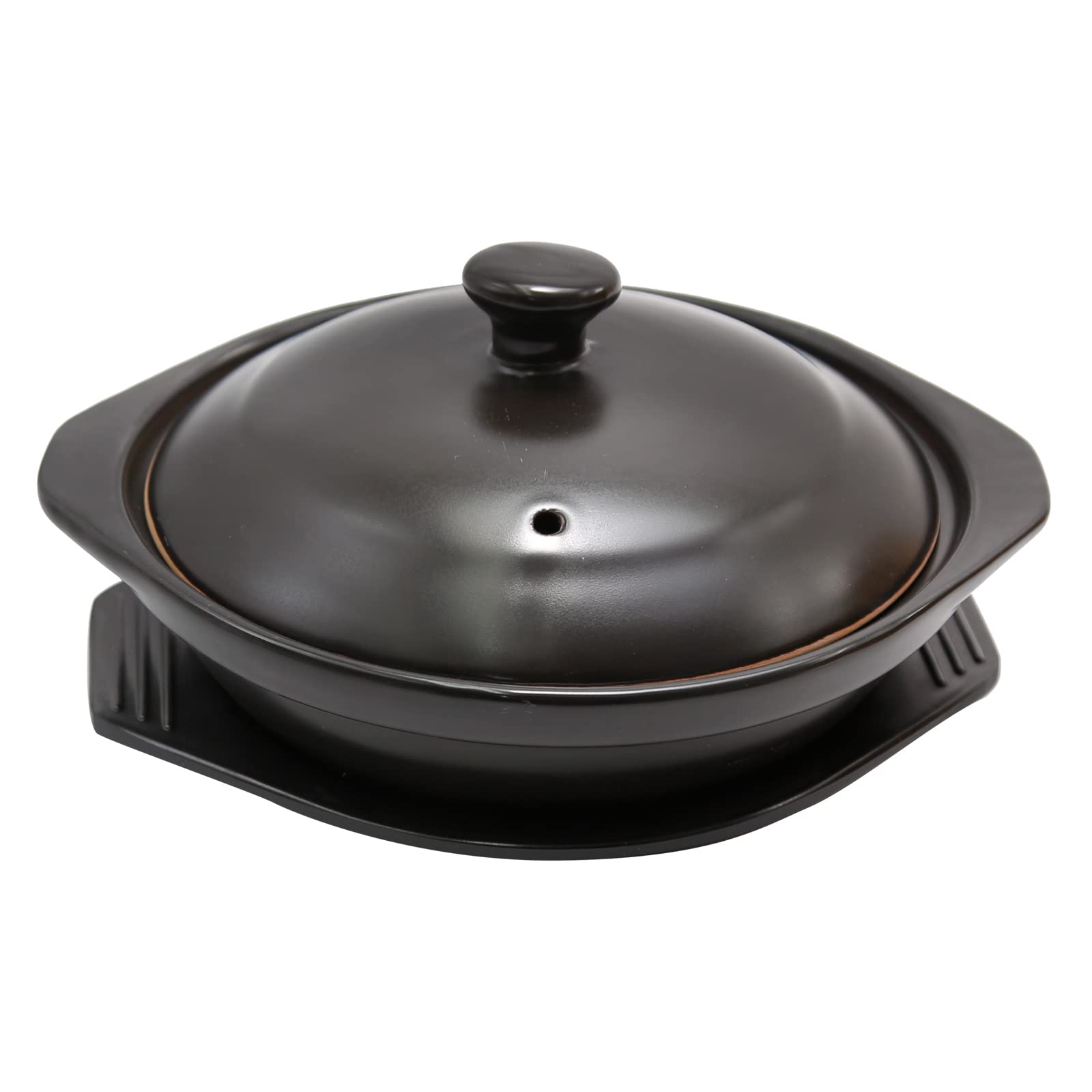 Photo 1 of MDEOOSKY 1 Pc Glazed Ceramic Casserole, Clay Pot Rice Sandpot for Open Flame Cooking Suitable for Making Noodles, Stir-frying Moodles, Balck