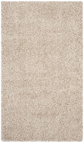 SAFAVIEH Santa Monica Shag Collection 3' x 5' Beige SGN725 Solid Non-Shedding L…