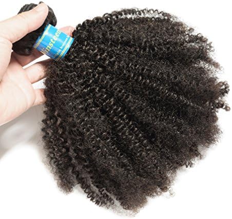 Vinsteen Afro Kinkys Curly Wigs Brazilian Hair Weave Bundles For Black Women Human Hair Weft Extension Natural Color 1 Bundles 100g/bundle full end (12'')