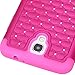 Style4U Studded Rhinestone Hybrid Armor Case Cover For Samsung Galaxy Mega 2 G750F With 1 Screen Protector And 1 Stylus [Hot Pink / Hot Pink]