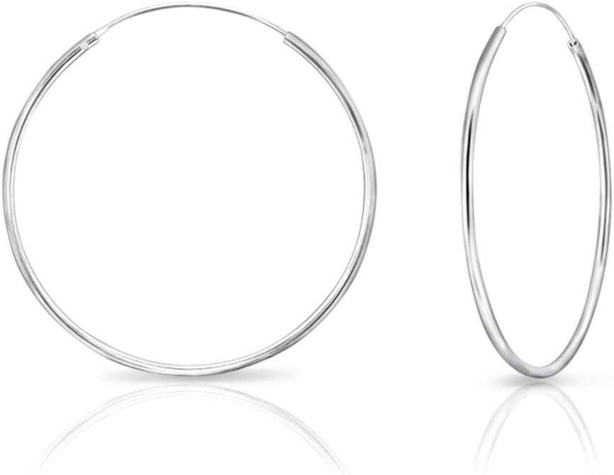DTPsilver925 Sterling Silver Hoops Earrings for Women - Mens Earrings Hoops - Thin Hoop Earrings - Large Silver Hoop Earrings - Helix Piercing - Sterling Silver Sleeper Earrings - Nose Piercing Earrings