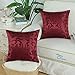CaliTime Pack of 2 Throw Pillow Covers Cases for Couch Sofa Home Decoration Vintage Floral Two Tone Contrast Both Sides 18 X 18 Inches Burgundy