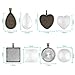 Accmor 32 Pcs 8 Styles Pendant Trays Include Round, Square, Heart, Teardrop, Wings, Flower, Chaplet, Star Circle Pendant Bezel with 32 Pcs Glass Cabochon Dome Tiles for Crafting DIY Jewelry Making