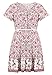 Women’s Summer Boho Floral Short Sleeve Button Up Split Dress Beach Skirt Pink