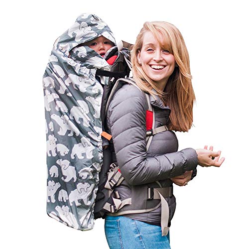 BundleBean - Babywearing Lightweight Raincover (Sage-Grey Polar Bear) - Waterproof & Windproof Baby Carrier, Includes Storage Bag, Silky-Soft Waterproof Fabric, Universal Fit, New Born to 4 Years Old — image 1