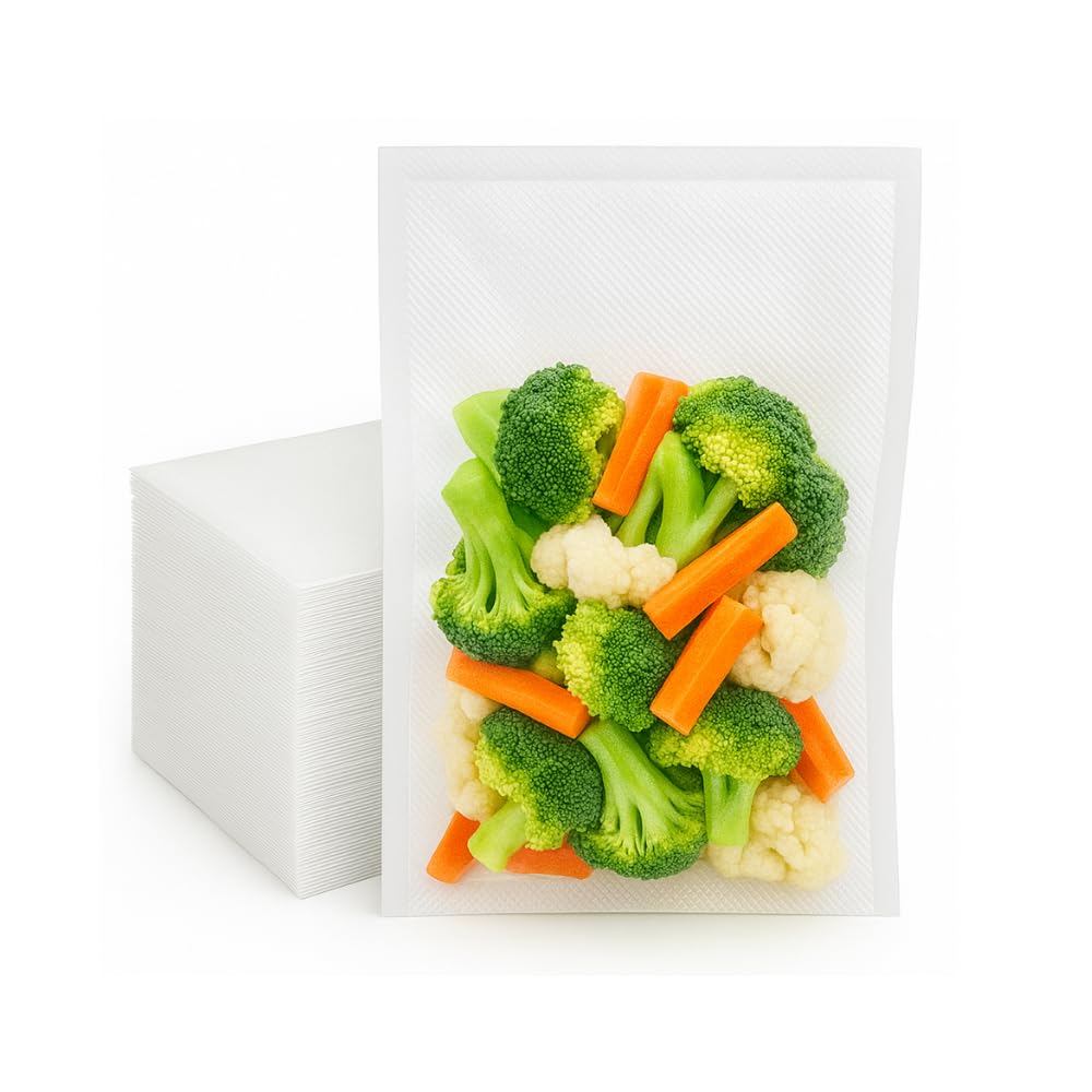 VIRSUS Pack of 300 Reusable Green 25x35cm BPA-Free Embossed Foil Vacuum Sealer Bags for Food, 105 Micron, Multi-Layer PE Lamination, Reißverschluss Closure, Made in Italy