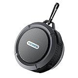 VicTsing Shower Speaker, Wireless Waterproof Speaker with 5W Driver, Suction Cup, Built-in Mic, Hands-Free Speakerphone - Grey
