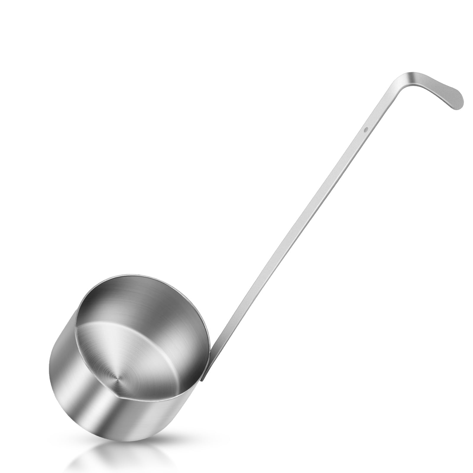 Stainless Steel Long Handle Serving Soup Ladle, Wine Dipper Beer Pouring Ladle with Hook, Metal Kitchen Utensil Spoon for Wine Sauce Oil Vinegar (25ML)