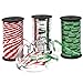 Gift Boutique Christmas Curling Ribbon Pack of 3 Rolls Green, Red & White Stripes, and Metallic Silver; Holiday Party Crafts Supplies Decorations- 100 Yards Per Roll Total of 900 Feet