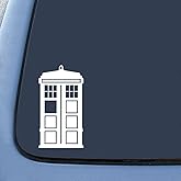 DW Police Box Sticker Decal Notebook Car Laptop 2" x 5" (White)