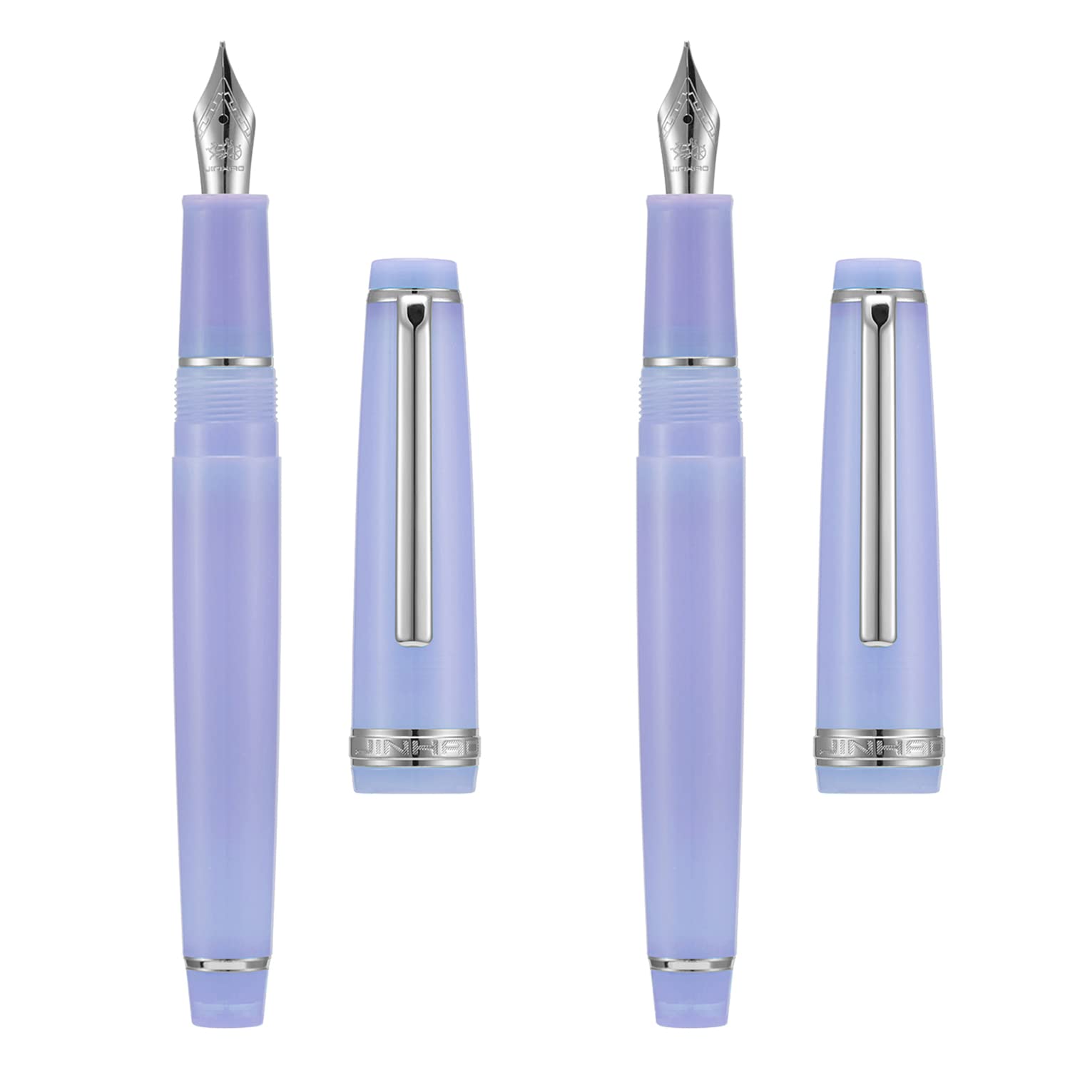 2 PCS Jinhao 82 Resin Fountain Pen Iridium Extra Fine & Fine Nib with Converter, Transparent Purple with Silver Clip Writing Pen Set — image 1