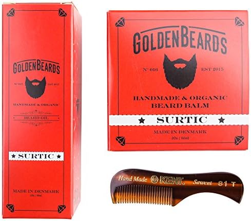 Beard Oil and Balm Kit for Men with Sensitive Skin, get our Handmade &amp; Organic Beard Oil (1Oz) and Beard Balm (2Oz) and a small comb, now you can get your beard oil kit for men gift. (Surtic)