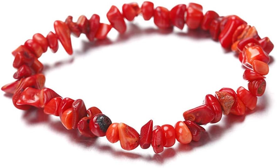 LJSLYJ 7 Chakra Healing Natural Stone Crystal Strand Bead Bracelets for Women Party Jewelry,red