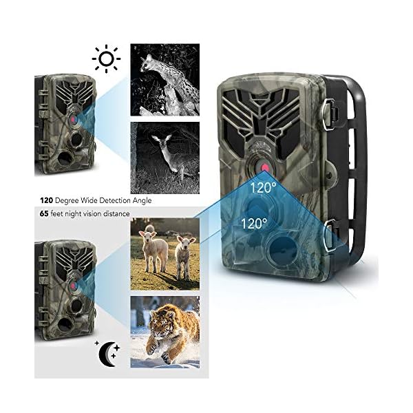 Lixada Wildkamera 16MP 1080 P Trail Kamera Jagd Spiel Kamera Wildlife Scouting Kamera mit PIR Sensor Infrarot Nachtsicht… – Bild 6