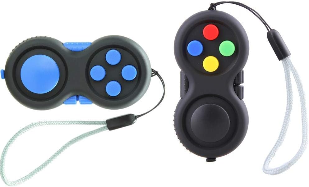FIDGET DICE 2 Pack Fidget Controller Pad Focus Toy Relieves Stress and Anxiety Pad Fidget Toy for Children and Adult( Blue and Colorful)