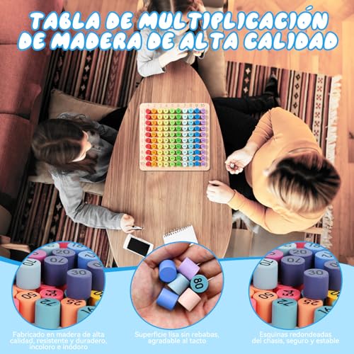 Tablas de Multiplicar Coloridas para Niños, Juguetes Montessori Didácticos para Niños, Mejora el Pensamiento y las Habilidades Matemáticas Infantiles, Juguetes de Conteo Divertidos a partir de 3 Años