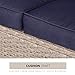 SOLAURA 7-Piece Outdoor Sectional Furniture Gray Wicker Conversation Sofa Set with Navy Blue Cushion & Glass Coffee Table