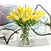 Montout 12PCS/Set PU Stunning Holland Tulip Flower Real Touch Artificial Silk Flowers Arrangement Bouquet Home Room Office Wedding Party Decor (Yellow)