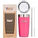 Healthy Human Stainless Steel Tumbler with Straw & Lid | Splash Proof Insulated Travel Cup | Eco-Friendly Coffee Tumblers | Water Cups with Straws Cleaner and Splash Proof Lids (20oz, Hawaiian Pink)