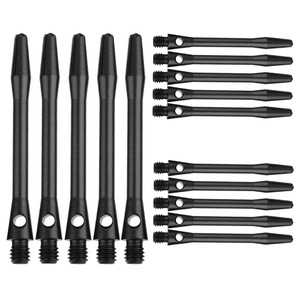 Impatiens 15 Pieces Medium Dart Shafts, 45mm Dart Stems Accessories, Metal Dart Shafts, Grip Dart Stems, Aluminum Alloy, 2BA Thread, for Various Indoor and Outdoor Dart Games (Black)