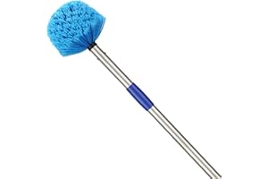 OLLIDOT Cobweb Duster with Extension Pole, Featuring Medium Stiff Bristles and a 96INCH Stainless Steel Pole, Ideal for Ceiling Fan Cleaning Both Indoors and Outdoors