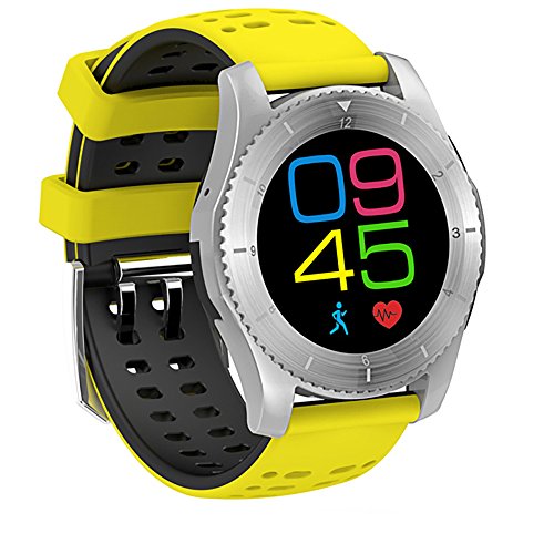 Boofab GPS Smart Watch,Bluetooth IP68 Waterproof Sports Fitness Activity Watch with Global Positioning System,Heart Rate,Blood Pressure,Compass,Pedometer for IOS Iphone,Android (Yellow)