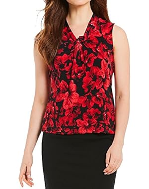 Floral Print Matte Jersey V-Neck Shell