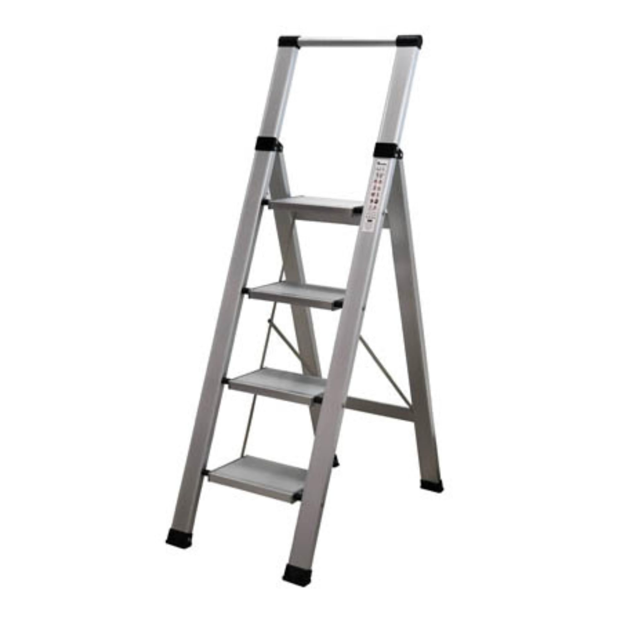 Homelux 710027 Flat Domestic Ladder, Aluminium, 4 Steps
